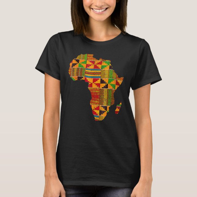 Cool Africa Map Kente Cloth  For Men Women African T-Shirt (Front)
