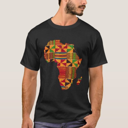 Cool Africa Map Kente Cloth  For Men Women African T_Shirt