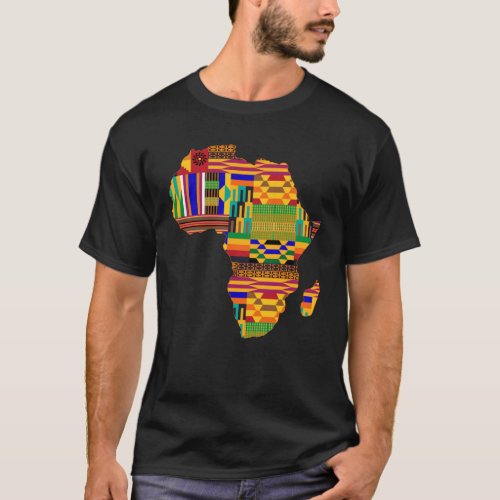 Cool Africa Map Kente Cloth For Wo African Lover T_Shirt