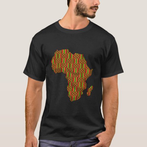 Cool Africa Map Kente Cloth Gift For Men Women Afr T_Shirt