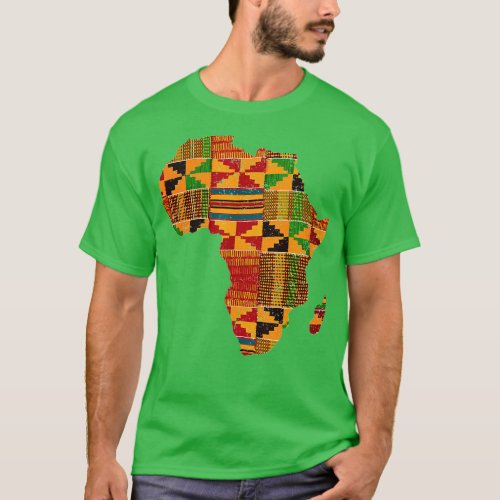 Cool Africa Map Kente Cloth Gift  T_Shirt