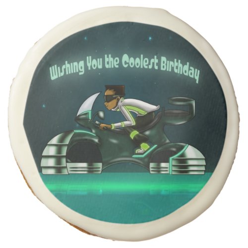 Cool African American Boy Birthday Sugar Cookie