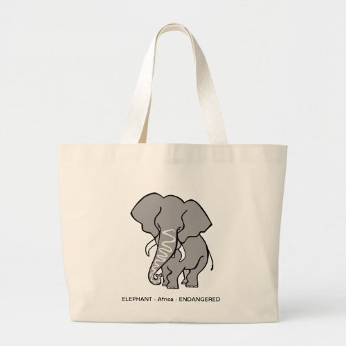 Cool African  ELEPHANT _ Wildlife warrior_Nature _ Large Tote Bag