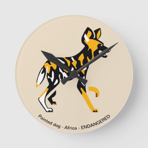 Cool African wild dog _Painted dog _ Round Clock