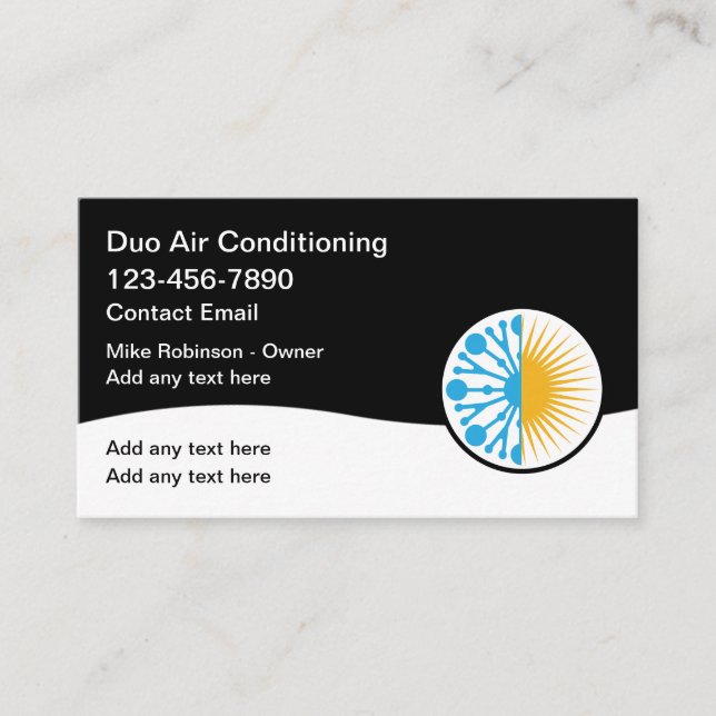 Cool Air Conditioning Modern Business Cards (Front)