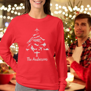 Cool Airplane Christmas Tree,Aviation,Personalized T-Shirt