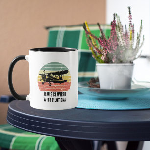 Cool Airplane & sunset, Vintage Retro style Custom Mug