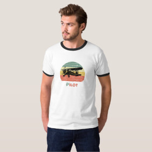 Cool Airplane & sunset, Vintage Retro style Simple T-Shirt