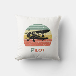 Cool Airplane & sunset, Vintage Retro style Simple Throw Pillow