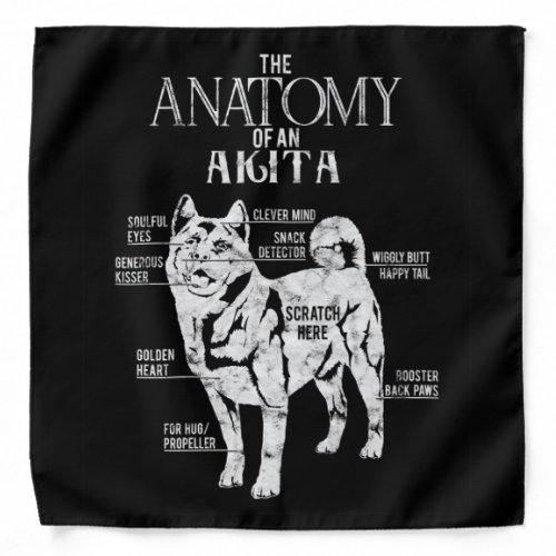 Cool Akita Anatomy Clos Gifts Dog Lovers Bandana