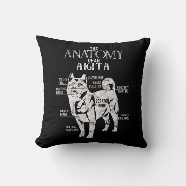 Cool Akita Anatomy Clos Gifts Dog Lovers Throw Pillow (Front)
