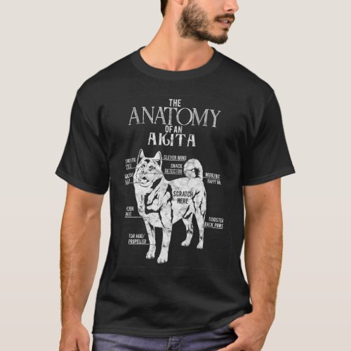 Cool Akita Anatomy Clothes Gifts for Dog Lovers T_Shirt