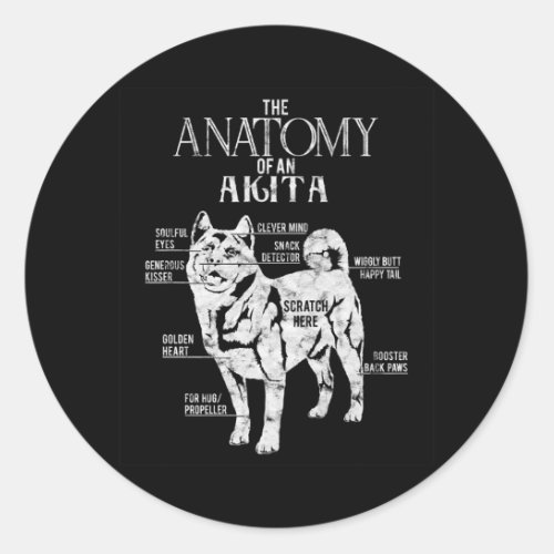 Cool Akita Anatomy Of Atika Gifts Dog Lover Classic Round Sticker