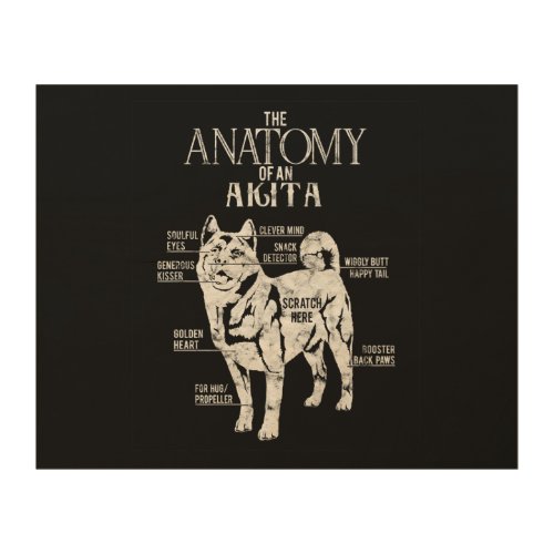 Cool Akita Anatomy Of Atika Gifts Dog Lover Wood Wall Art