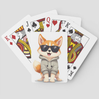Cool Akita Dog Sunglasses Hoodie Funny Kawaii Cart Poker Cards