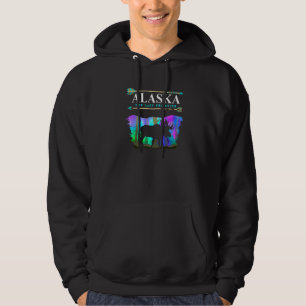 Cool Alaska Moose With Aurora Snow Scene Alaska St Hoodie