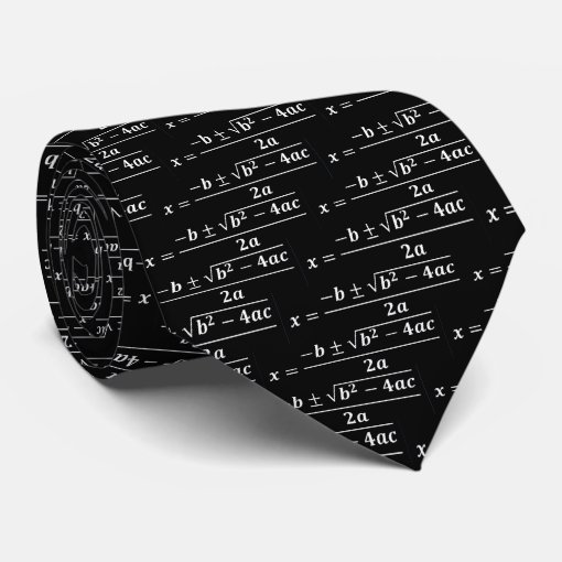 Cool algebra quadratic equation white on black tie Zazzle
