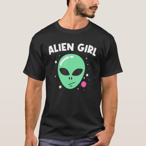Cool Alien Art For Girls Kids Green Head Galaxy Ou T_Shirt