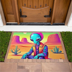 Cool Alien Desert Chillin Doormat