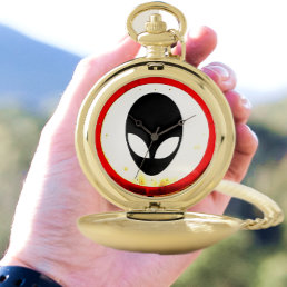 Cool Alien Head Red White Black Area 51 Pocket Watch