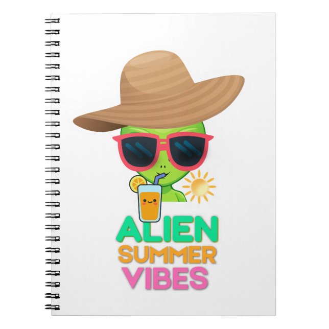 Cool Alien Summer Vacation Vibes Notebook (Front)