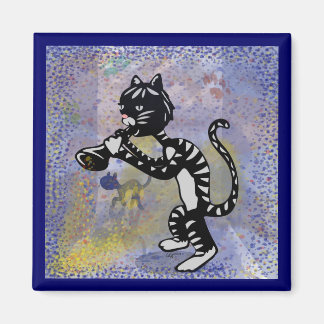 Cool Alley Jazz Cat Square Magnet