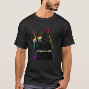 Cool Ally Cat Glasses Rainbow LGBT Pride Gay Pride T-Shirt