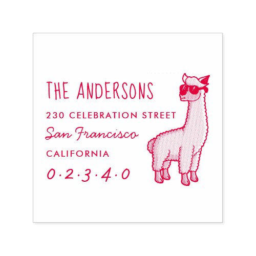 Cool Alpaca Custom Family Name  Return Address Self_inking Stamp