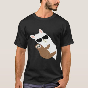 Cool Alpaca With Sunglasses And Sloth Llama Sloth T-Shirt