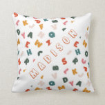 cool alphabet soup monogram throw pillow<br><div class="desc">our "retro alphabet" features colorful retro script with a shade in lovely background tones combined with your own monogram and script for easy personalization.  Check our store for more items from this collection for you to choose from.</div>
