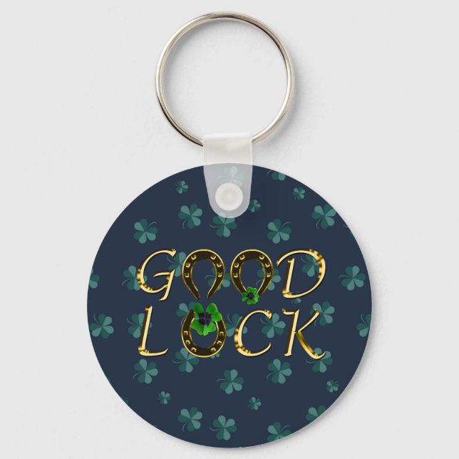 Cool, Amazing Blue Clover, Good  Keychain (Front)