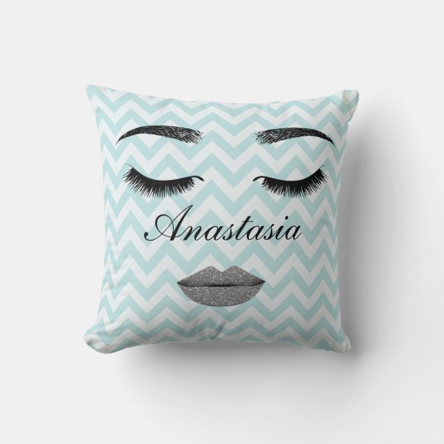 Cool, Amazing, Blue Face whit name Throw Pillow (Front)