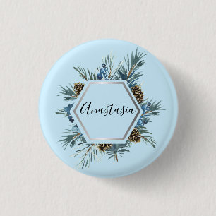 Cool, Amazing, Blue Flowers whit your name Button