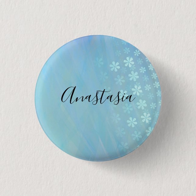 Cool, Amazing, Blue whit your name Button (Front)