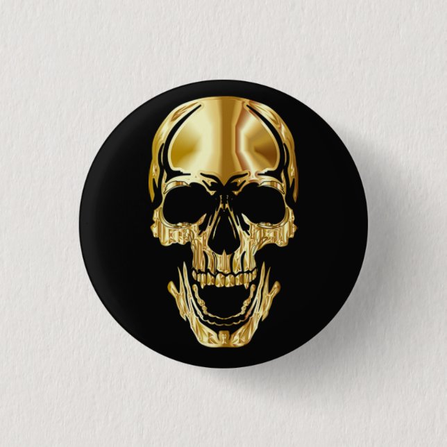 Cool Amazing Great Black Gold Skull     Button (Front)