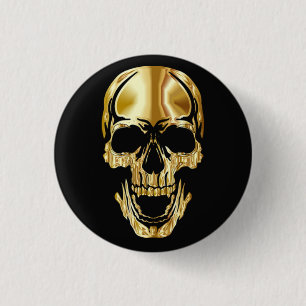 Cool Amazing Great Black Gold Skull     Button