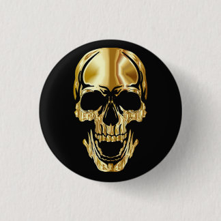 Cool Amazing Great Black Gold Skull Button