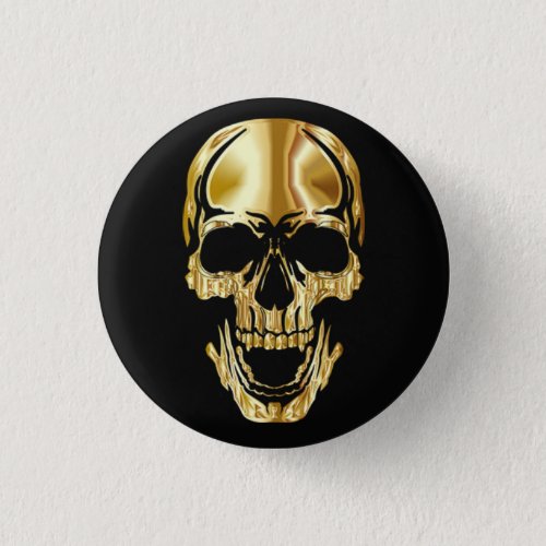 Cool Amazing Great Black Gold Skull     Button