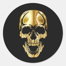 Cool Amazing Great Black Gold Skull   Classic Round Sticker