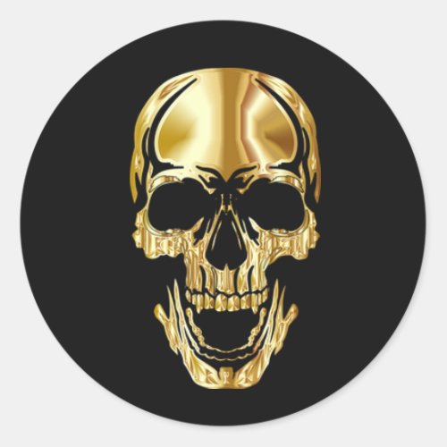 Cool Amazing Great Black Gold Skull   Classic Round Sticker
