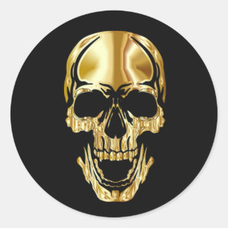 Cool Amazing Great Black Gold Skull Classic Round Sticker