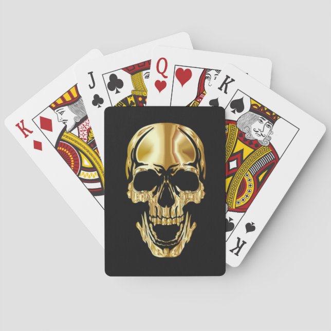 Cool Amazing Great Black Gold Skull     Poker Cards (Back)
