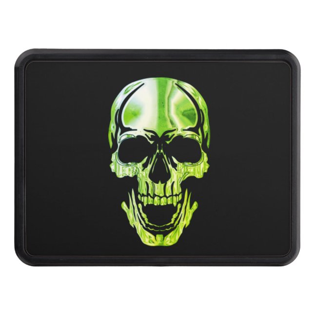 Cool Amazing Great Black Green Skull   Hitch Cover (Front)