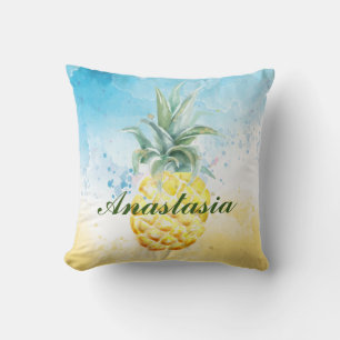 Cool, Amazing, Pineapples whit name Throw Pillow