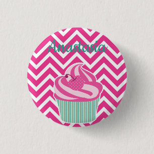 Cool, Amazing, Pink Cupcakes whit your name Button