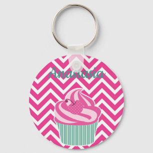 Cool, Amazing, Pink Cupcakes whit your name Keychain