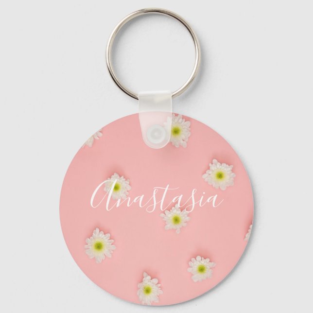 Cool, Amazing Pink Flowers Keychain (Front)