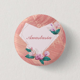 Cool, Amazing, Pink Heart whit name Button
