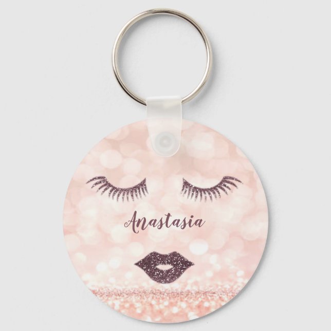 Cool, Amazing, Pink Sparkly Face Keychain (Front)