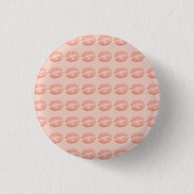Cool, Amazing, Pink Sparkly Kiss  Button (Front)
